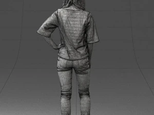 girl in striped sweater 0279 3D Model