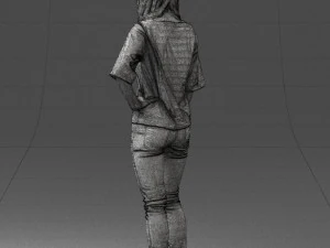 girl in striped sweater 0279 3D Model