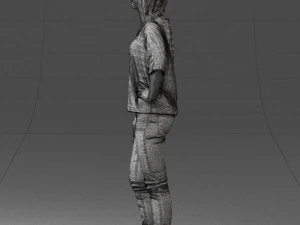 girl in striped sweater 0279 3D Model