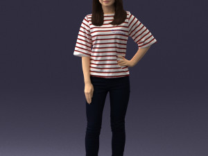 girl in striped sweater 0279 3d print ready 3D Print Model