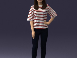 girl in striped sweater 0279 3d print ready Modelo de Impressão 3D