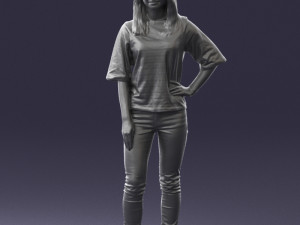 girl in striped sweater 0279 3d print ready Modelo de Impressão 3D