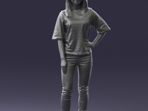 girl in striped sweater 0279 3d print ready Modelo de Impressão 3D