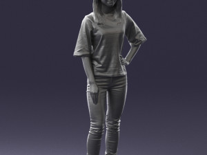 girl in striped sweater 0279 3d print ready Modelo de Impressão 3D