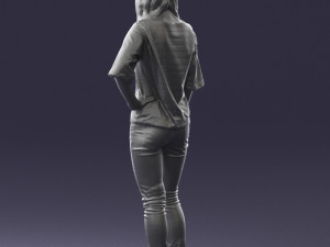 girl in striped sweater 0279 3d print ready Modelo de Impressão 3D