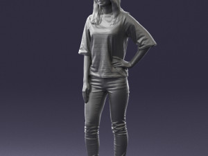 girl in striped sweater 0279 3d print ready Modelo de Impressão 3D