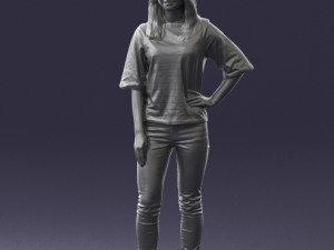 girl in striped sweater 0279 3d print ready Modelo de Impressão 3D