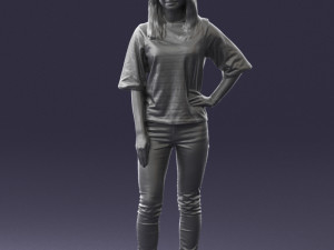 girl in striped sweater 0279 3d print ready Modelo de Impressão 3D