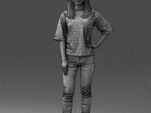 girl in striped sweater 0279 3d print ready Modelo de Impressão 3D