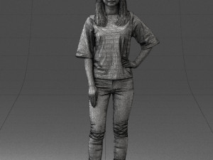 girl in striped sweater 0279 3d print ready Modelo de Impressão 3D