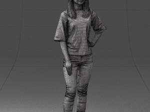 girl in striped sweater 0279 3d print ready Modelo de Impressão 3D