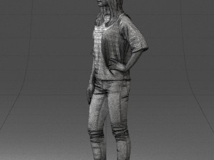 girl in striped sweater 0279 3d print ready Modelo de Impressão 3D