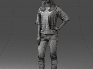 girl in striped sweater 0279 3d print ready Modelo de Impressão 3D