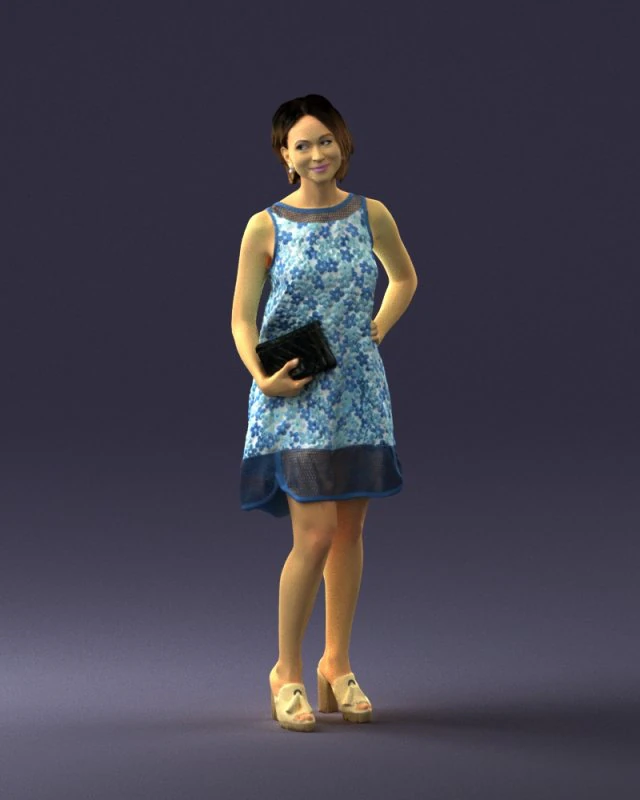 woman in blue dress 0280 3D Model .c4d .max .obj .3ds .fbx .stl .blend 