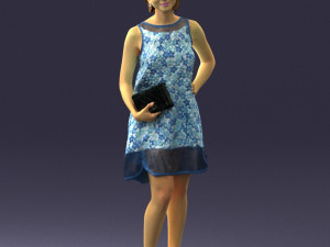 woman in blue dress 0280 3D Model