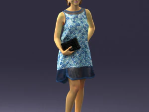 woman in blue dress 0280 3D Model