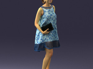 woman in blue dress 0280 3D Модель