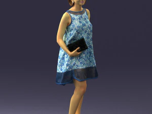 woman in blue dress 0280 3D Model