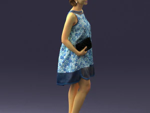 woman in blue dress 0280 3D Model