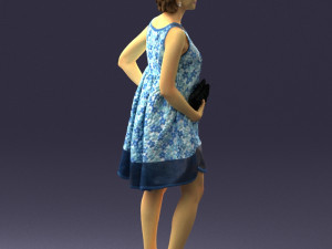 woman in blue dress 0280 3D Модель