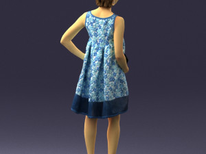 woman in blue dress 0280 3D Модель