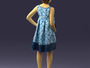 woman in blue dress 0280 3D Model
