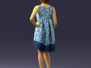 woman in blue dress 0280 3D Модель