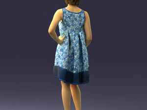 woman in blue dress 0280 3D Model