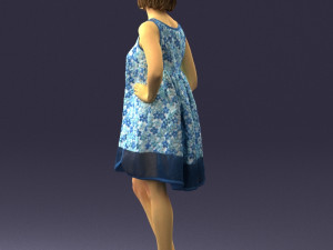 woman in blue dress 0280 3D Модель