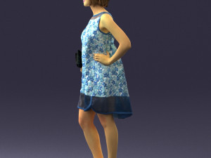 woman in blue dress 0280 3D Модель