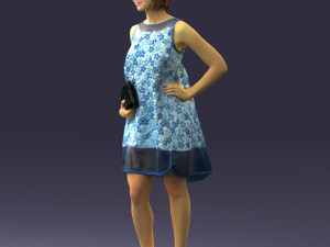 woman in blue dress 0280 3D Модель