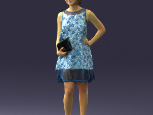 woman in blue dress 0280 3D Модель