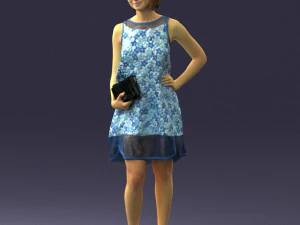 woman in blue dress 0280 3D Model
