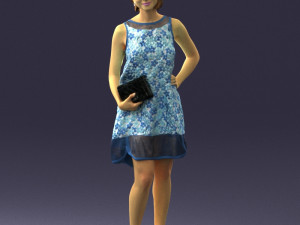 woman in blue dress 0280 3D Модель