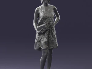 woman in blue dress 0280 3D Model
