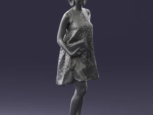woman in blue dress 0280 3D Model