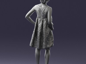 woman in blue dress 0280 3D Модель