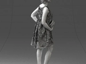 woman in blue dress 0280 3D Model