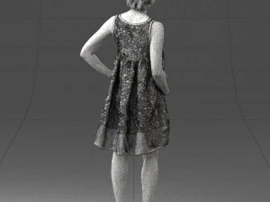 woman in blue dress 0280 3D Model