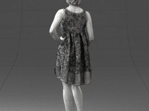 woman in blue dress 0280 3D Model