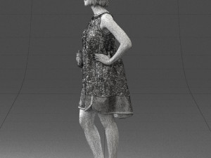 woman in blue dress 0280 3D Модель