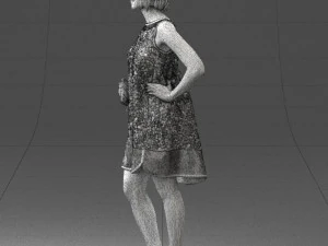woman in blue dress 0280 3D Model