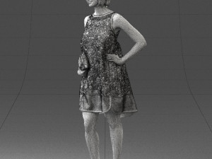 woman in blue dress 0280 3D Модель