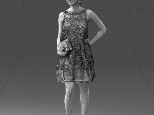 woman in blue dress 0280 3D Модель