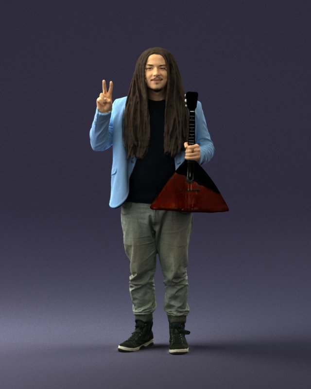 man with balalaika 0284 Modelo 3D .c4d .max .obj .3ds .fbx .stl .blend 