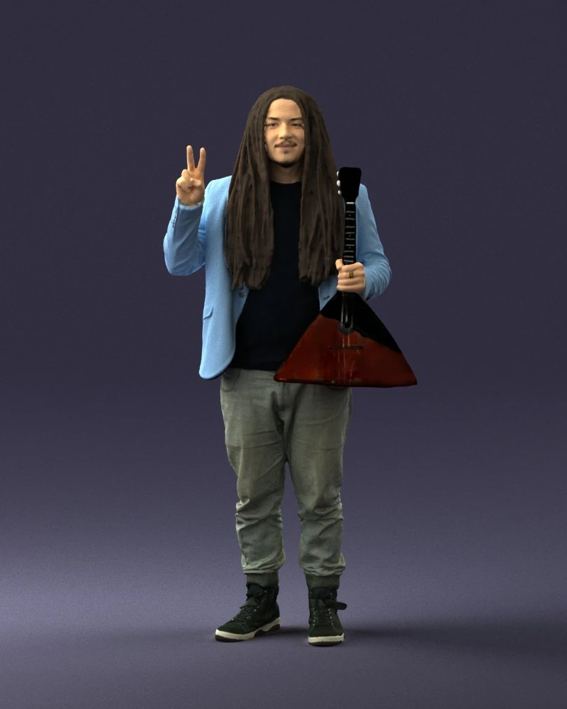 man with balalaika 0284 3D Model .c4d .max .obj .3ds .fbx .stl .blend
