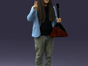 man with balalaika 0284 3D Model