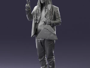 man with balalaika 0284 3D Model