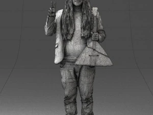 man with balalaika 0284 3D Model
