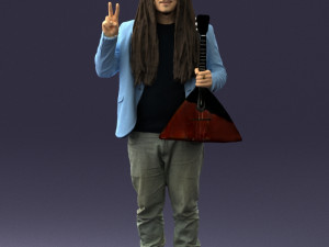 man with balalaika 0284 3d print ready Model Cetak 3D